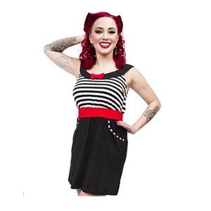 Sourpuss Clothing - Black & White First Mate Dress - Retro Sailor 1940s Pinup